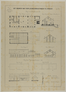 217619 Plattegronden, aanzichten en doorsneden van de bakkerij en de voertuigenloodsen van de Kromhoutkazerne (Prins ...